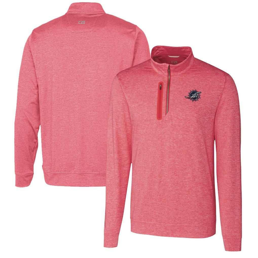 Miami Dolphins Cutter & Buck Stealth Quarter-Zip Pullover Top Heathered Cardinal - NFL