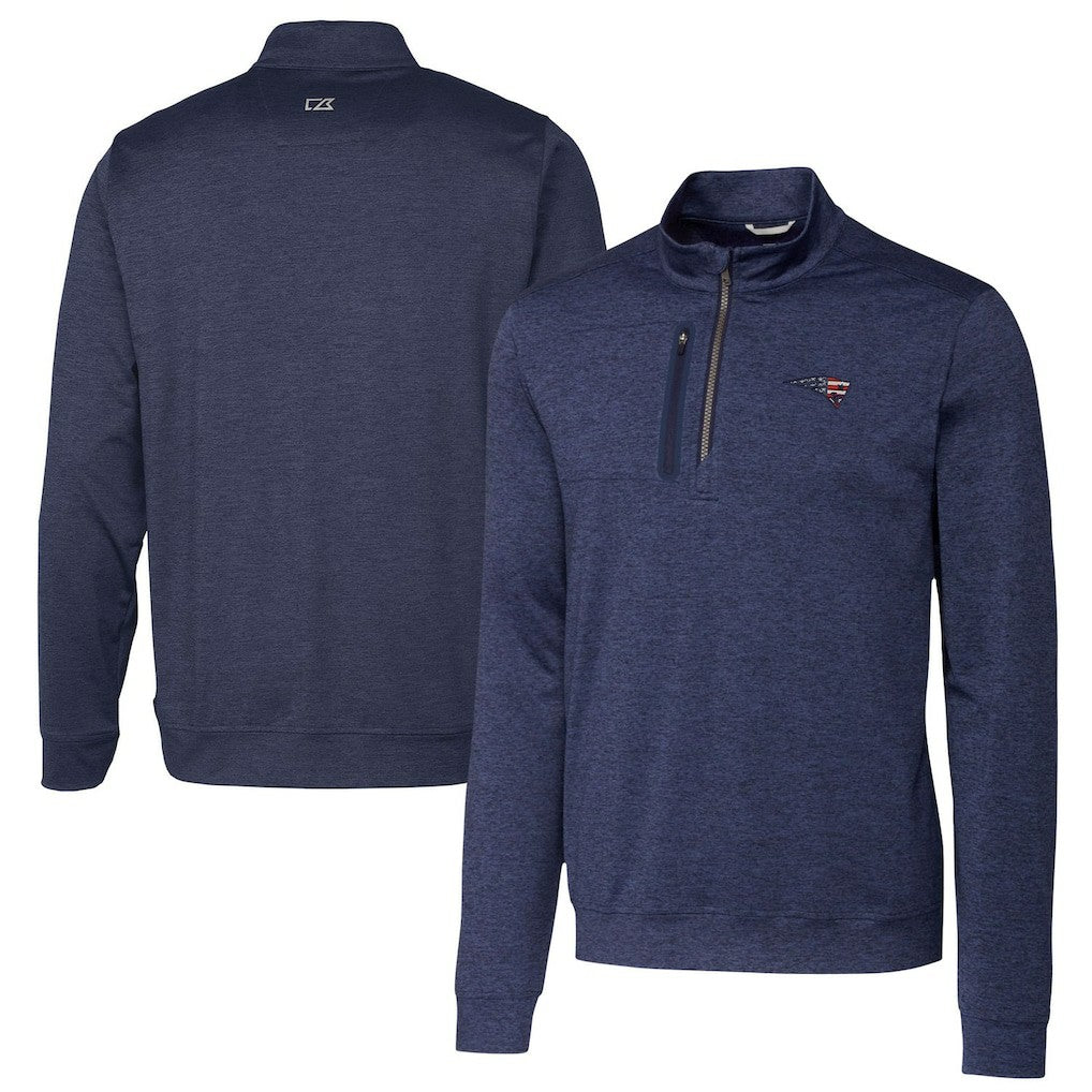 New England Patriots Cutter & Buck Stealth Quarter-Zip Pullover Top Heathered Navy - NFL