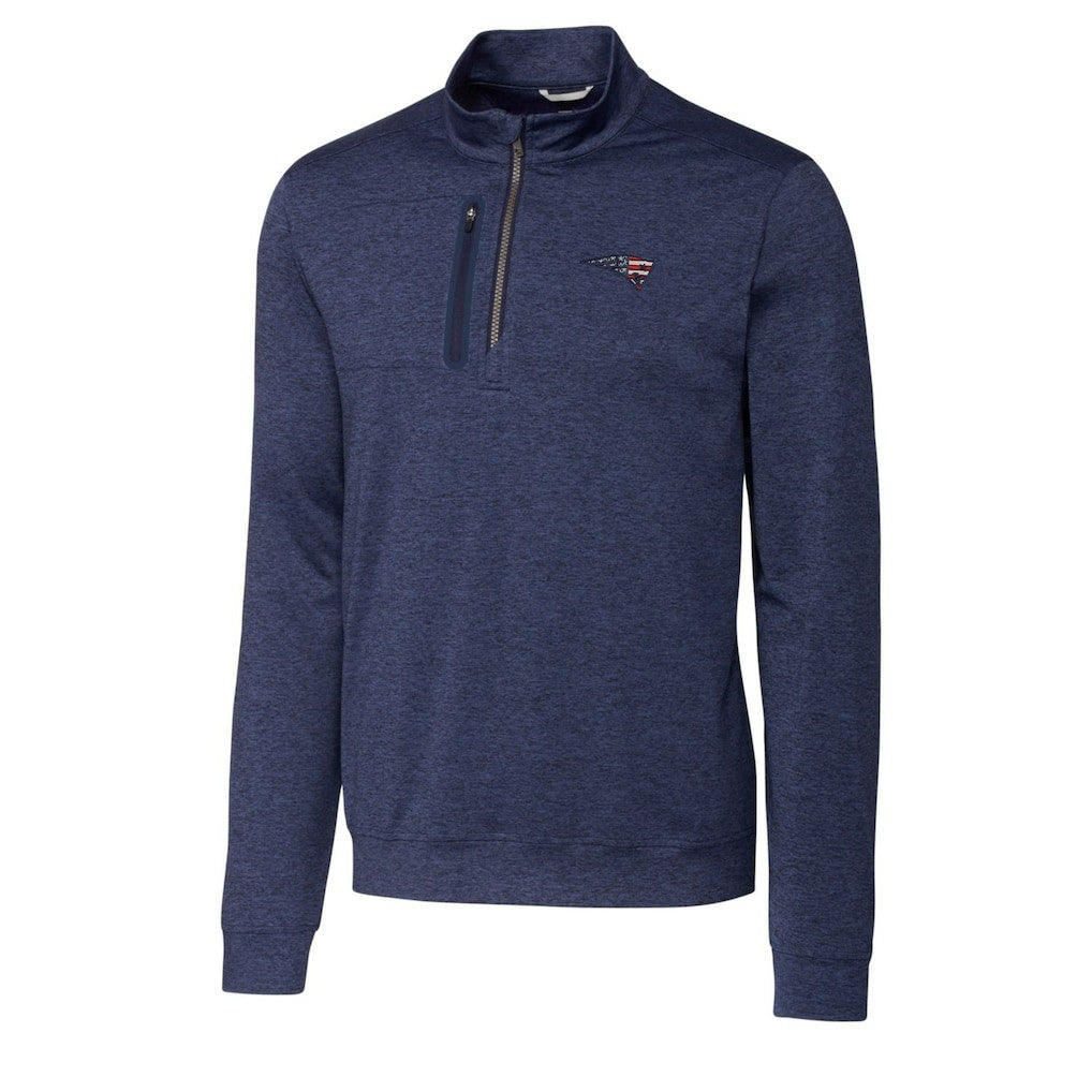 New England Patriots Cutter & Buck Stealth Quarter-Zip Pullover Top Heathered Navy - NFL