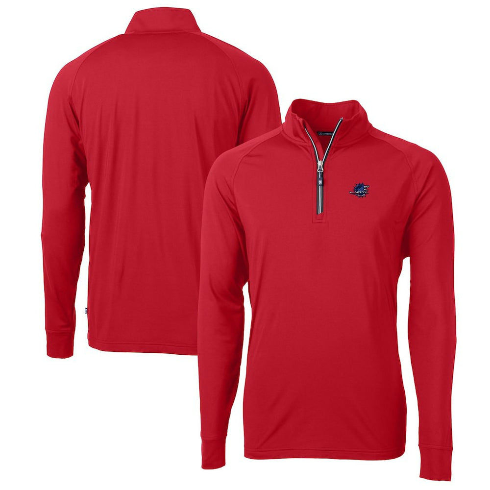 Miami Dolphins Cutter & Buck Big & Tall Adapt Eco Knit Stretch Recycled Quarter-Zip Pullover Top Red - NFL