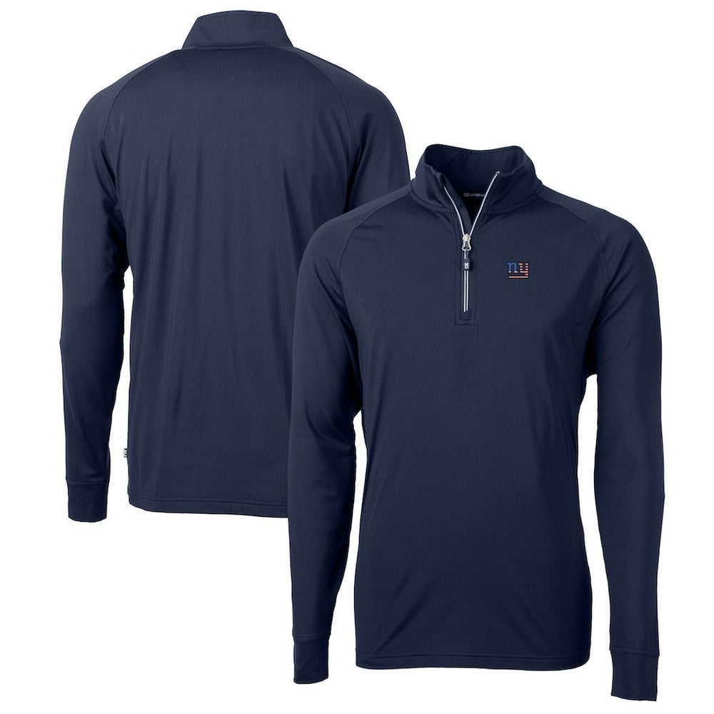 New York Giants Cutter & Buck Big & Tall Adapt Eco Knit Stretch Recycled Quarter-Zip Pullover Top Navy - NFL