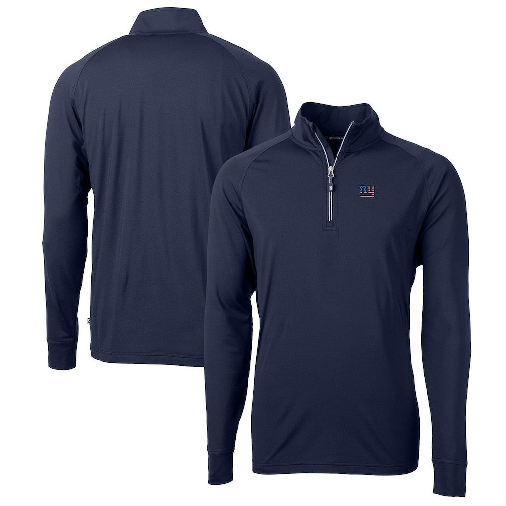 New York Giants Cutter & Buck Big & Tall Adapt Eco Knit Stretch Recycled Quarter-Zip Pullover Top Navy - NFL