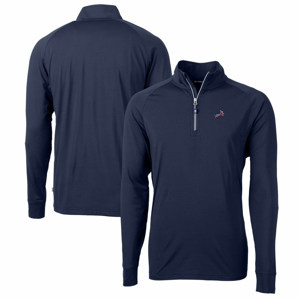 Detroit Lions Cutter & Buck Big & Tall Adapt Eco Knit Stretch Recycled Quarter-Zip Pullover Top Navy - NFL