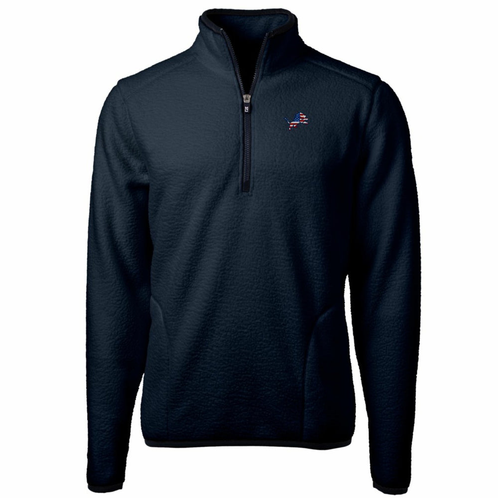Detroit Lions Cutter & Buck Big & Tall Cascade Eco Sherpa Fleece Quarter-Zip Pullover Jacket Navy - NFL