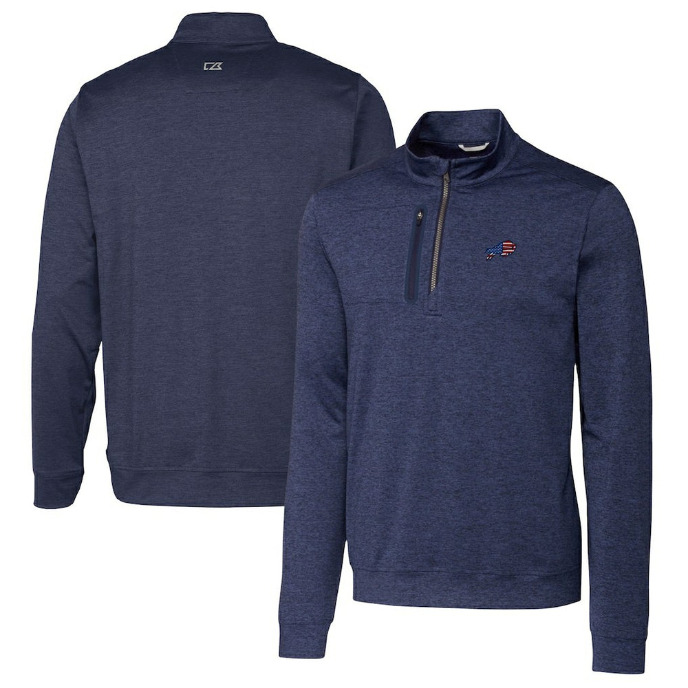 Buffalo Bills Cutter & Buck Big & Tall Stealth Quarter-Zip Jacket Heathered Navy - NFL