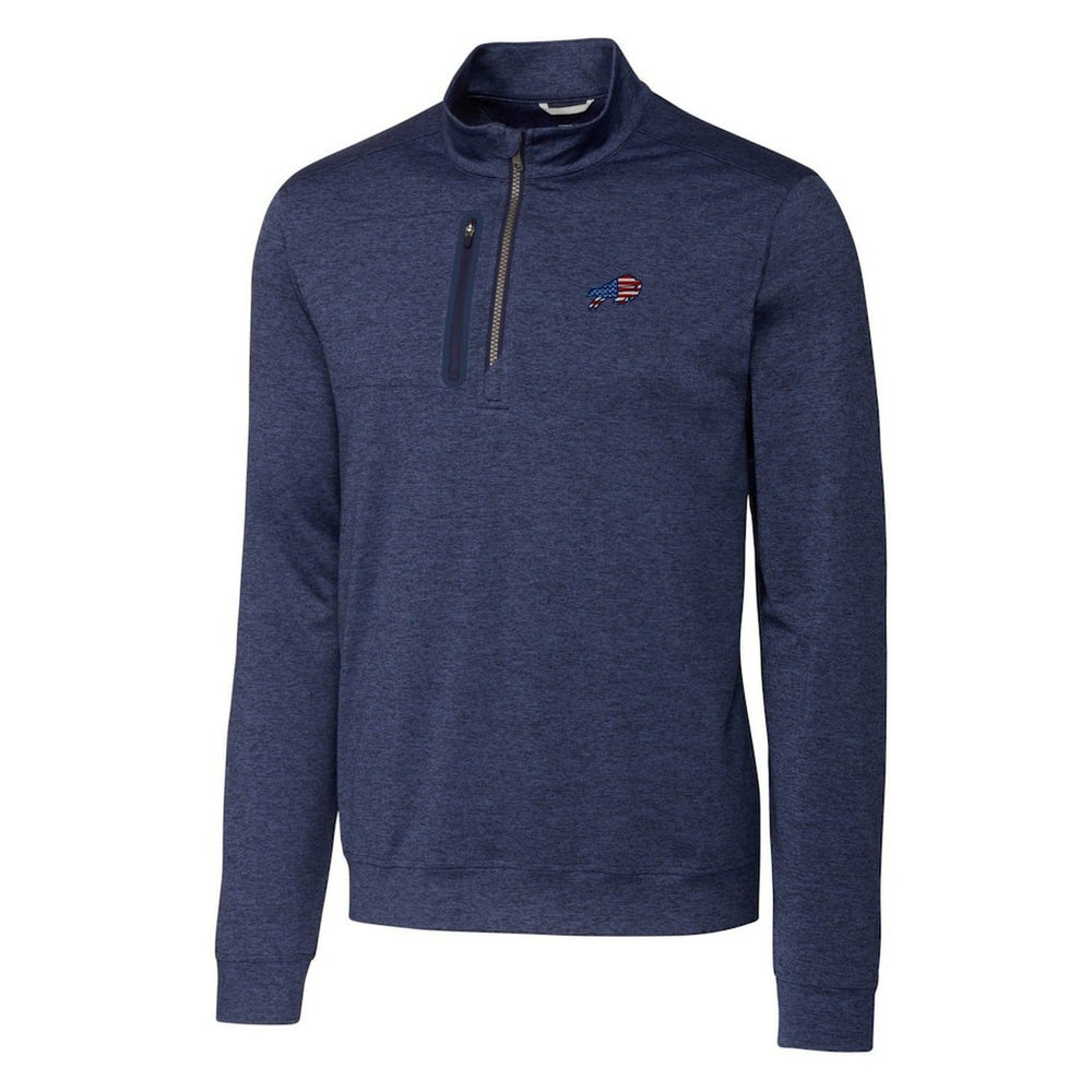 Buffalo Bills Cutter & Buck Big & Tall Stealth Quarter-Zip Jacket Heathered Navy - NFL