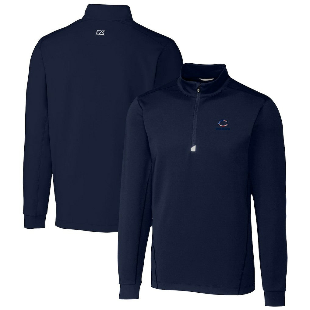 Chicago Bears Cutter & Buck Big & Tall Traverse Stretch Quarter-Zip Pullover Top Navy - NFL