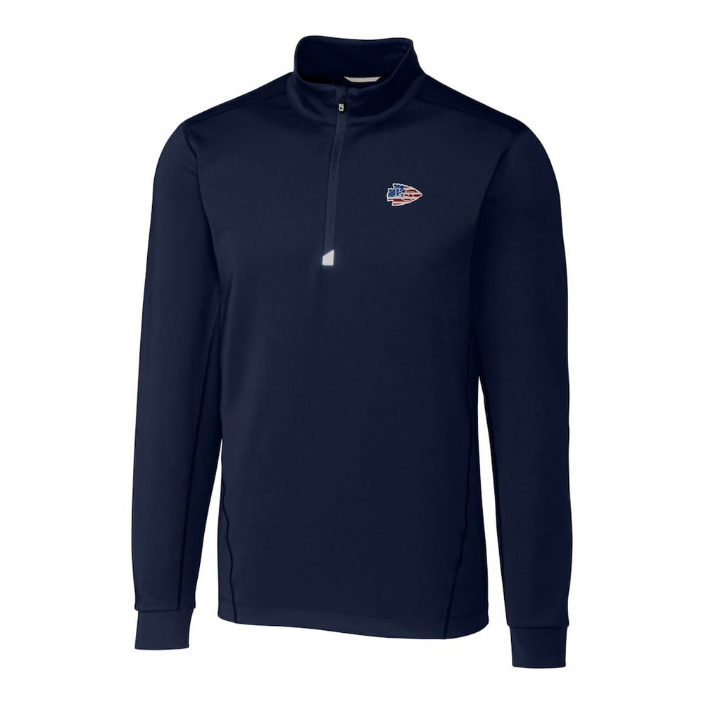 Kansas City Chiefs Cutter & Buck Big & Tall Traverse Stretch Quarter-Zip Pullover Top Navy - NFL