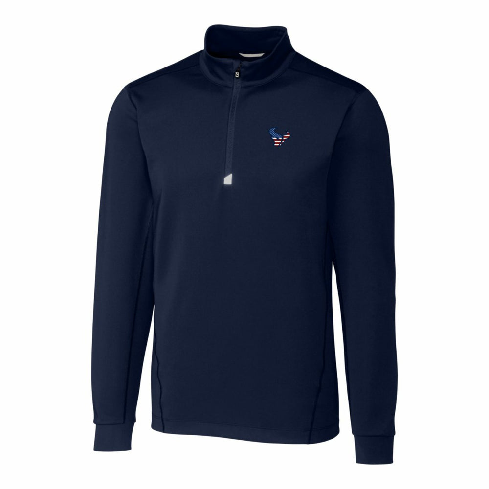 Houston Texans Cutter & Buck Big & Tall Traverse Stretch Quarter-Zip Pullover Top Navy - NFL