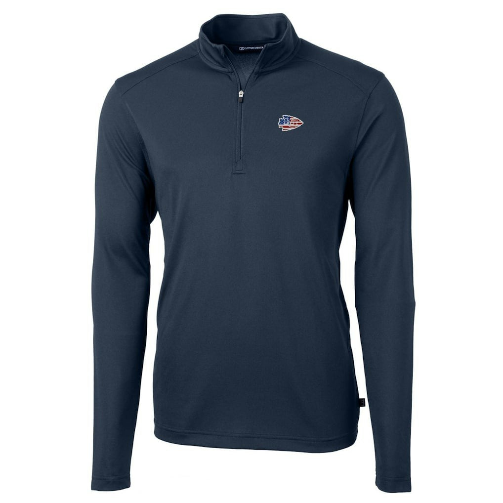 Kansas City Chiefs Cutter & Buck Big & Tall Virtue Eco Pique Recycled Quarter-Zip Jacket Navy - NFL