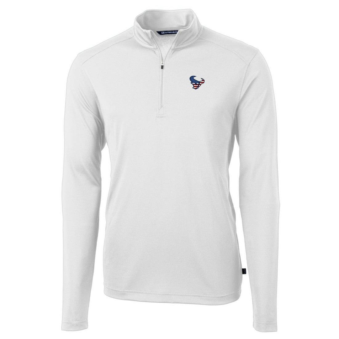 Houston Texans Cutter & Buck Big & Tall Virtue Eco Pique Recycled Quarter-Zip Jacket White - NFL