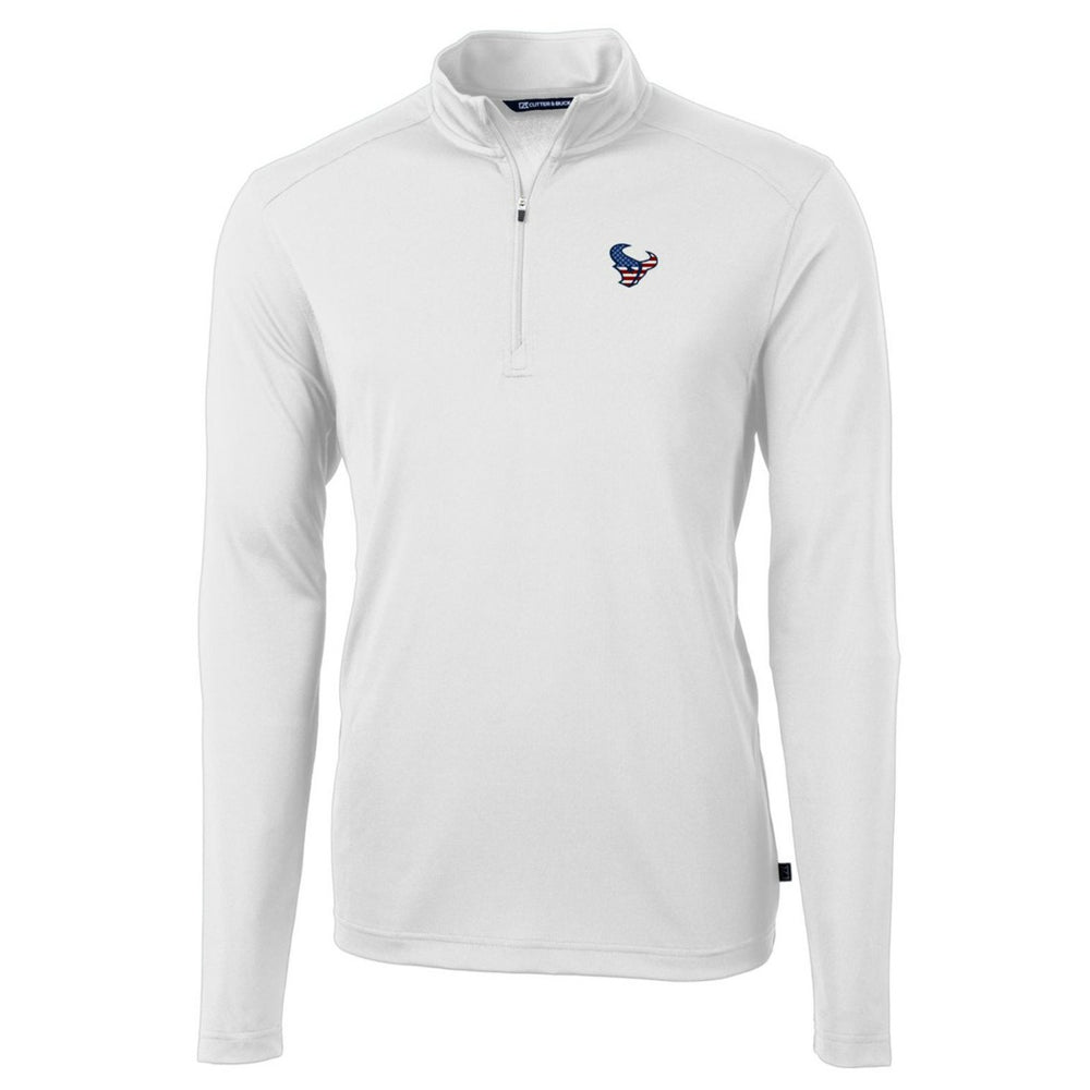 Houston Texans Cutter & Buck Big & Tall Virtue Eco Pique Recycled Quarter-Zip Jacket White - NFL