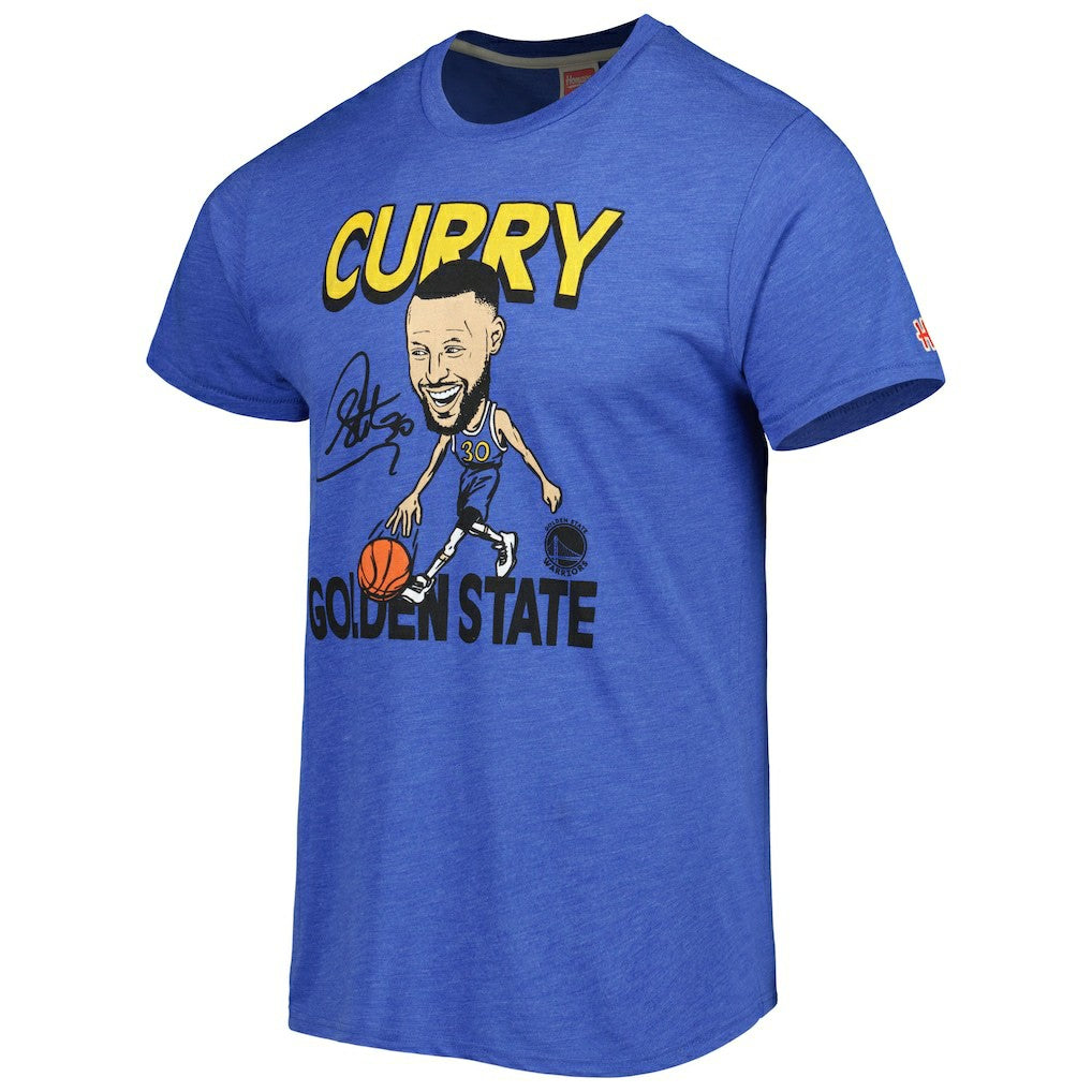 NBA - Stephen Curry Golden State Warriors Homage Player Caricature Tri-Blend T-Shirt - Royal