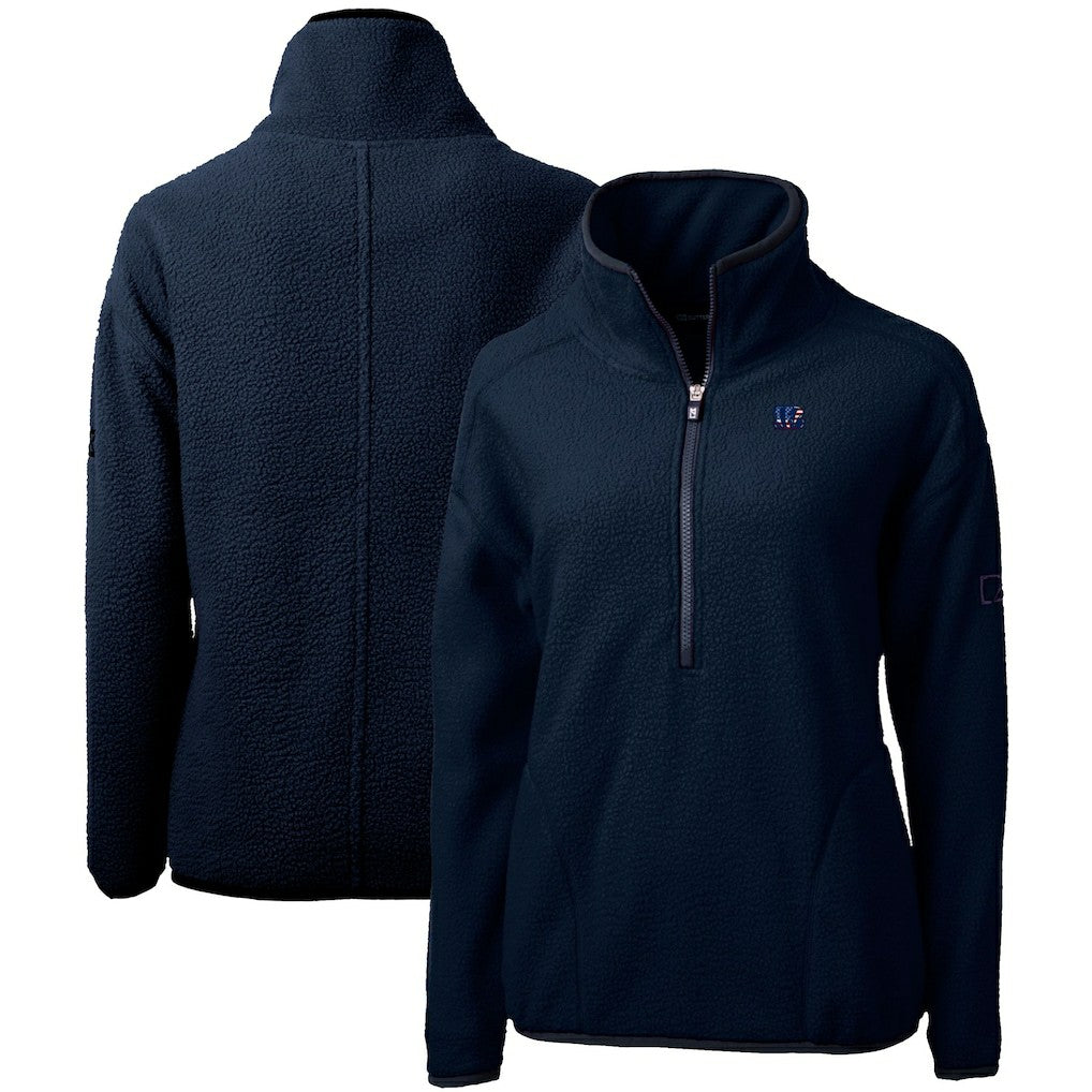 Cincinnati Bengals Cutter & Buck Women's Americana Cascade Eco Sherpa Fleece Half-Zip Pullover Jacket Navy - NFL