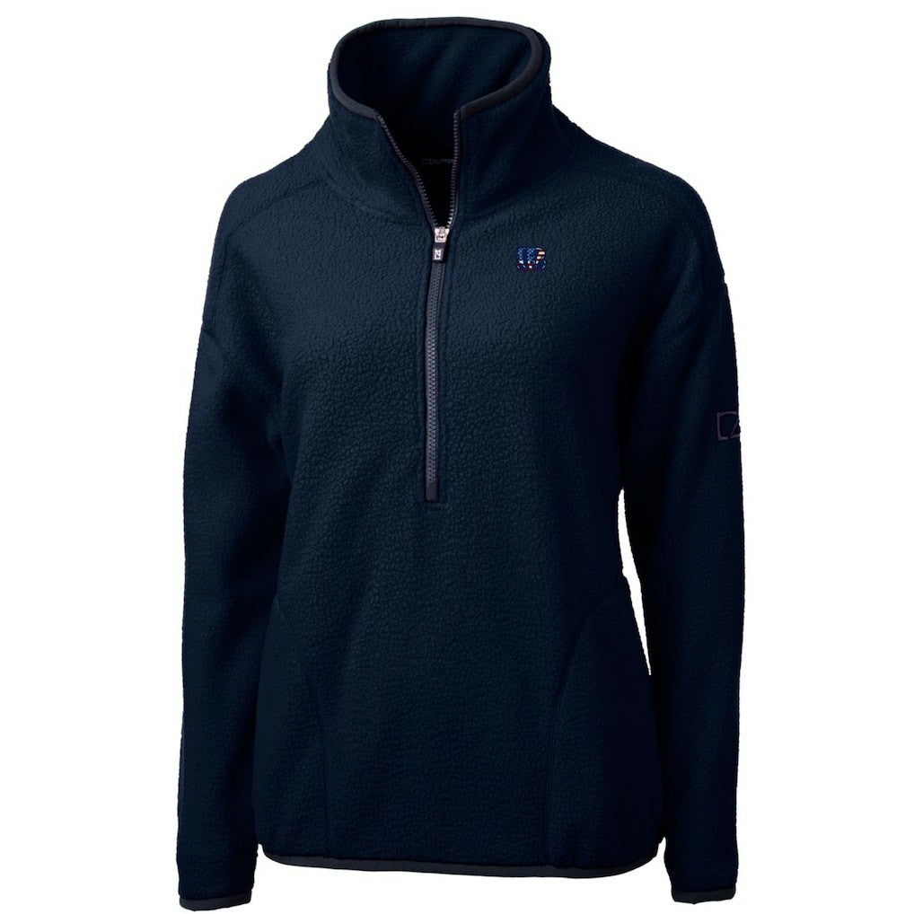 Cincinnati Bengals Cutter & Buck Women's Americana Cascade Eco Sherpa Fleece Half-Zip Pullover Jacket Navy - NFL