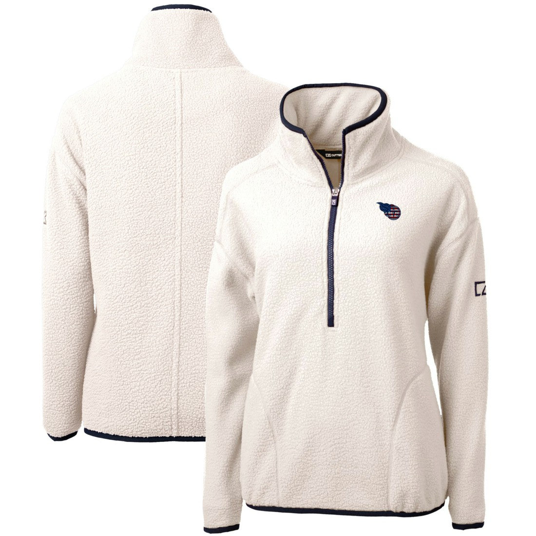 Tennessee Titans Cutter & Buck Women's Americana Cascade Eco Sherpa Fleece Half-Zip Pullover Jacket Cream - NFL