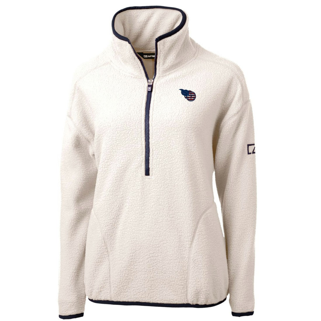 Tennessee Titans Cutter & Buck Women's Americana Cascade Eco Sherpa Fleece Half-Zip Pullover Jacket Cream - NFL