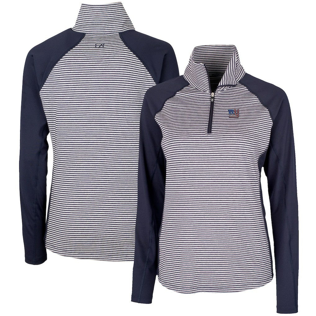 New York Giants Cutter & Buck Women's Forge Tonal Half-Zip Top Navy - NFL