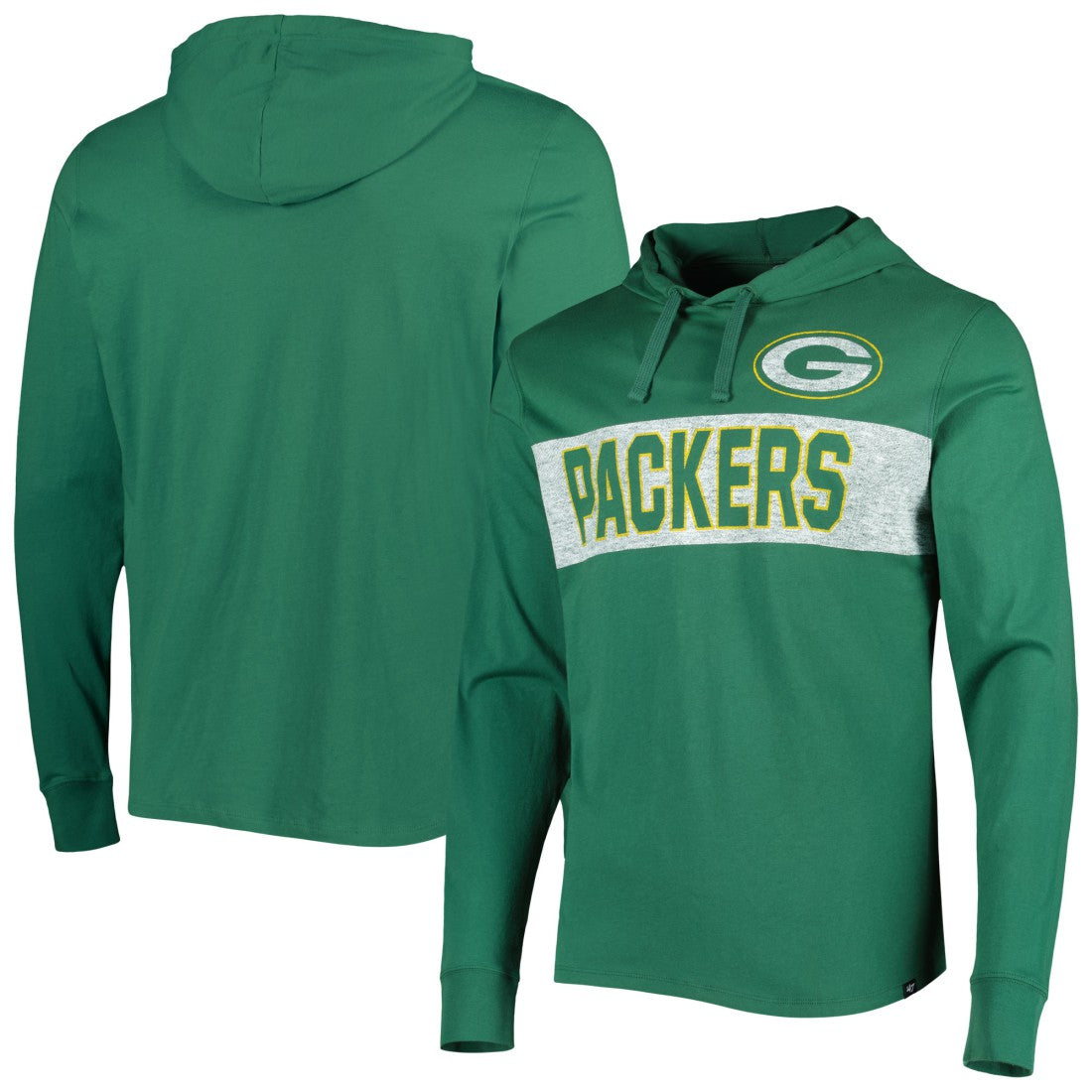 Green Bay Packers '47 Field Franklin Hooded Long Sleeve T-Shirt Green - 47 brand