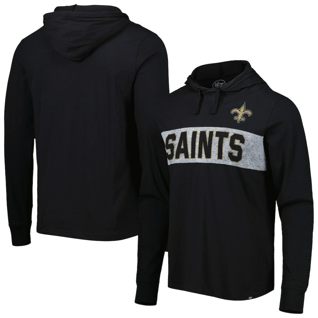 New Orleans Saints '47 Field Franklin Hooded Long Sleeve T-Shirt Black - 47 brand