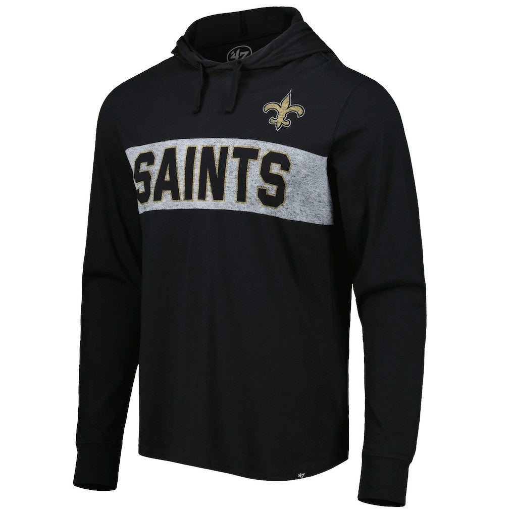 New Orleans Saints '47 Field Franklin Hooded Long Sleeve T-Shirt Black - 47 brand