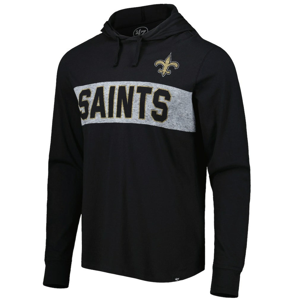 New Orleans Saints '47 Field Franklin Hooded Long Sleeve T-Shirt Black - 47 brand