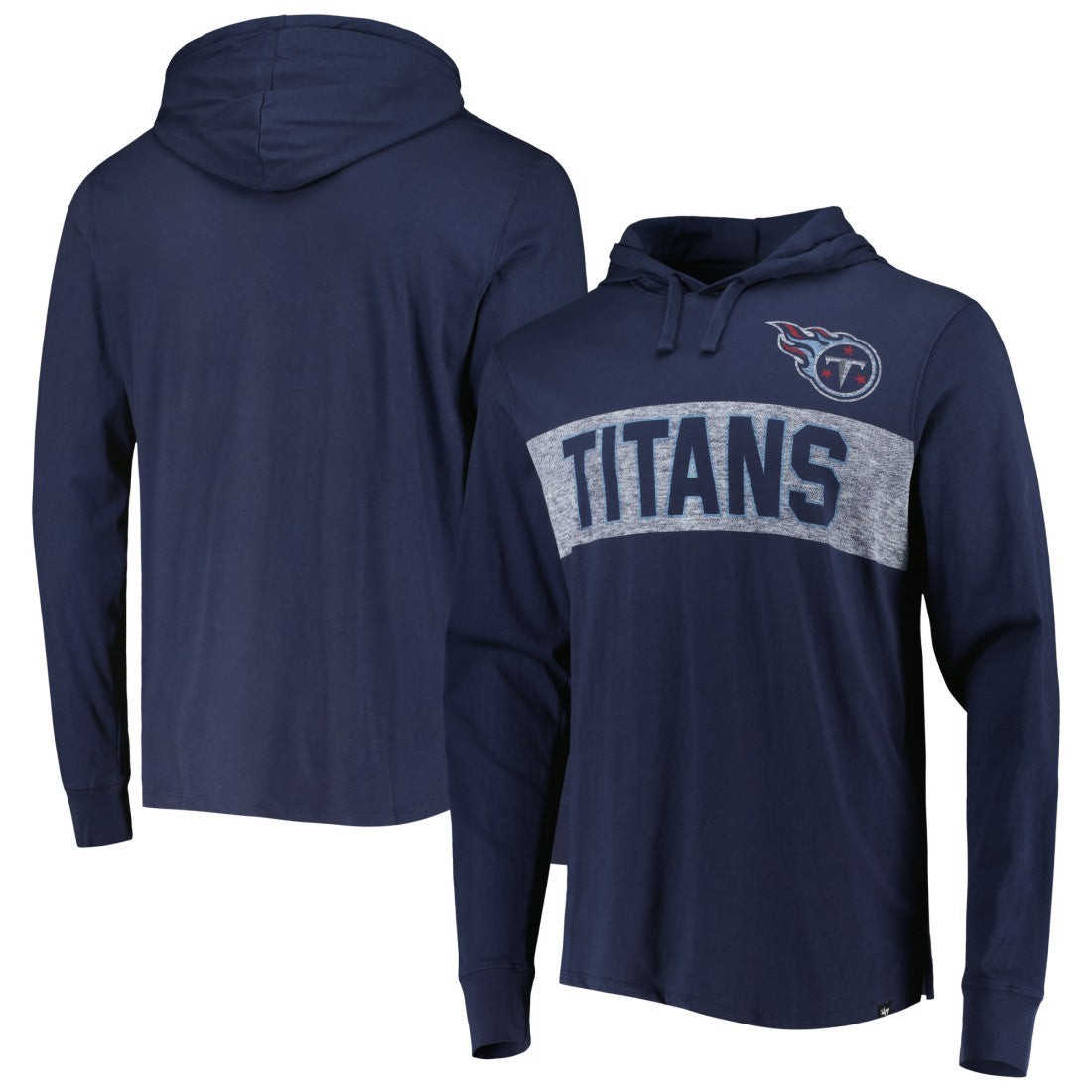 Tennessee Titans '47 Field Franklin Hooded Long Sleeve T-Shirt Navy - 47 brand