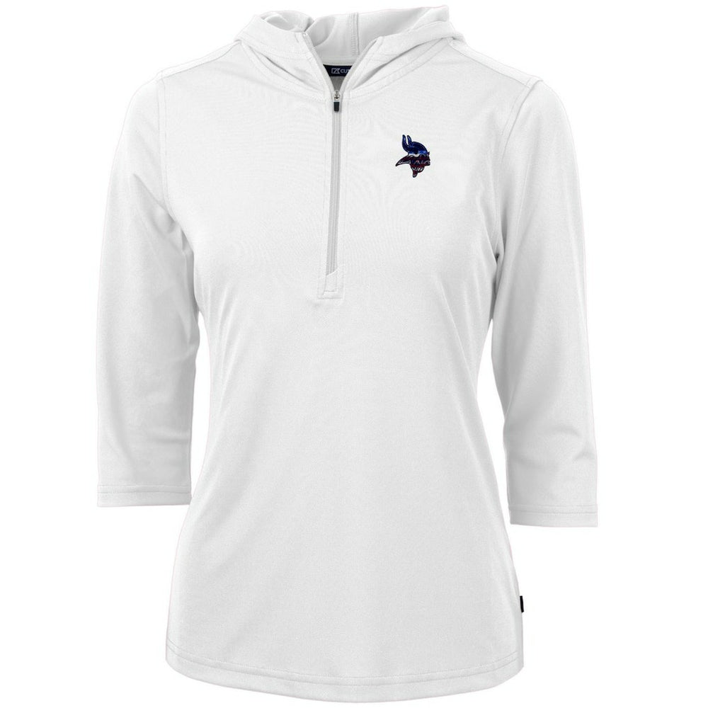 Minnesota Vikings Cutter & Buck Women's Virtue Eco Pique 3/4 Sleeve Half-Zip Pullover Hoodie White - NFL
