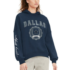Dallas Cowboys Tommy Hilfiger Women's Becca Dropped Shoulders Pullover Hoodie Navy - NFL