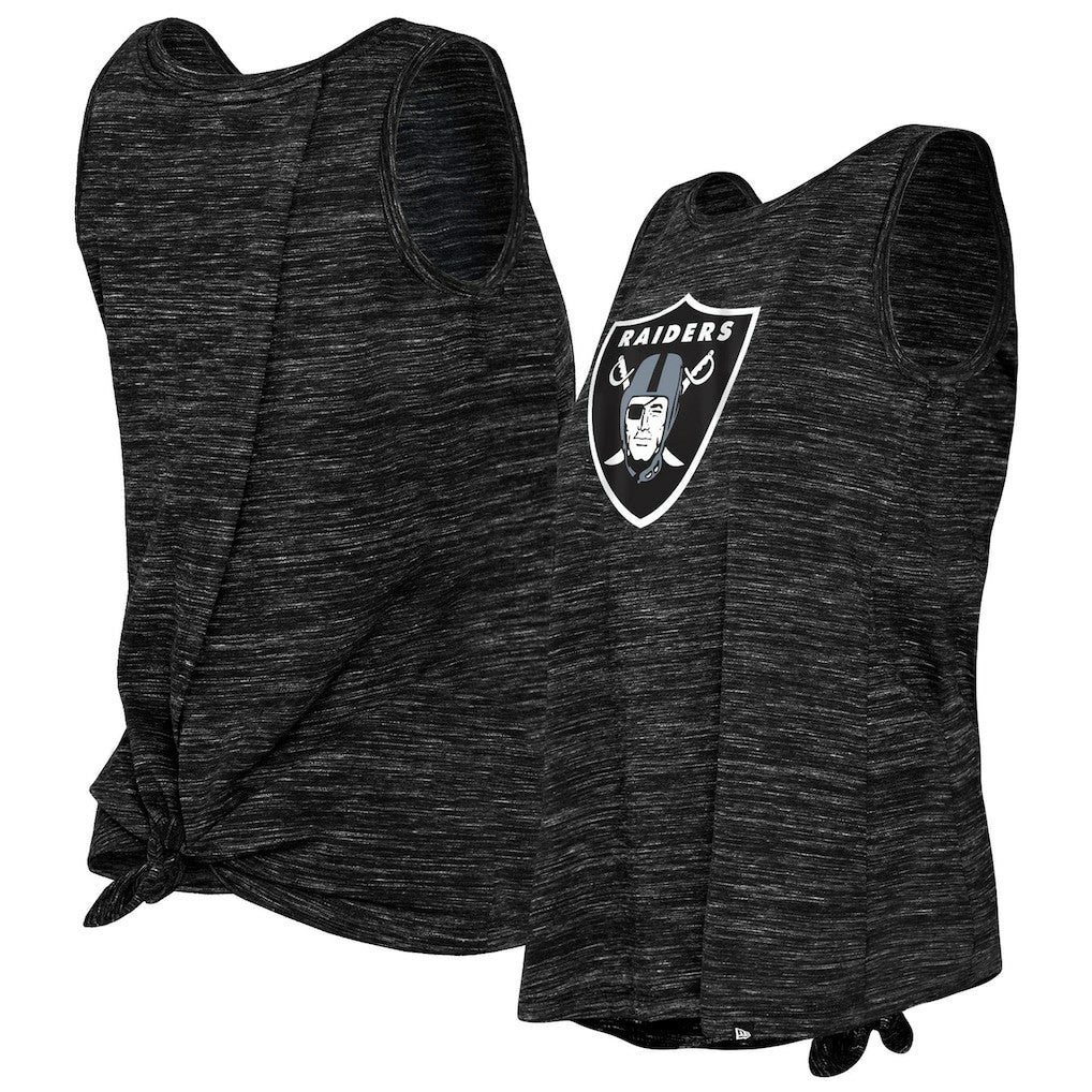 Las Vegas Raiders New Era Women's Space Dye Tie-Back Tank Top Black - NFL