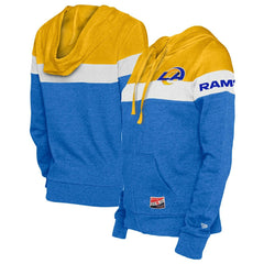 Los Angeles Rams New Era Women's Throwback Colorblock Full-Zip Hoodie Royal/Gold - NFL