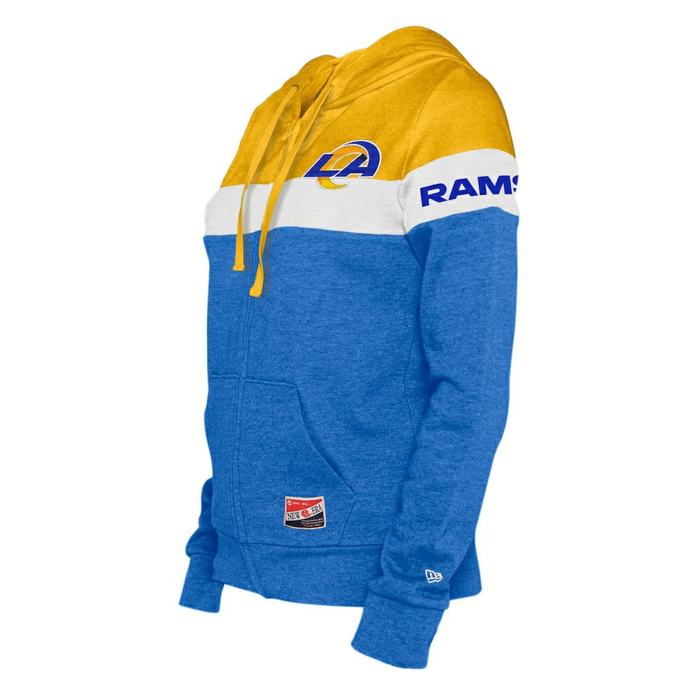 Los Angeles Rams New Era Women's Throwback Colorblock Full-Zip Hoodie Royal/Gold - NFL