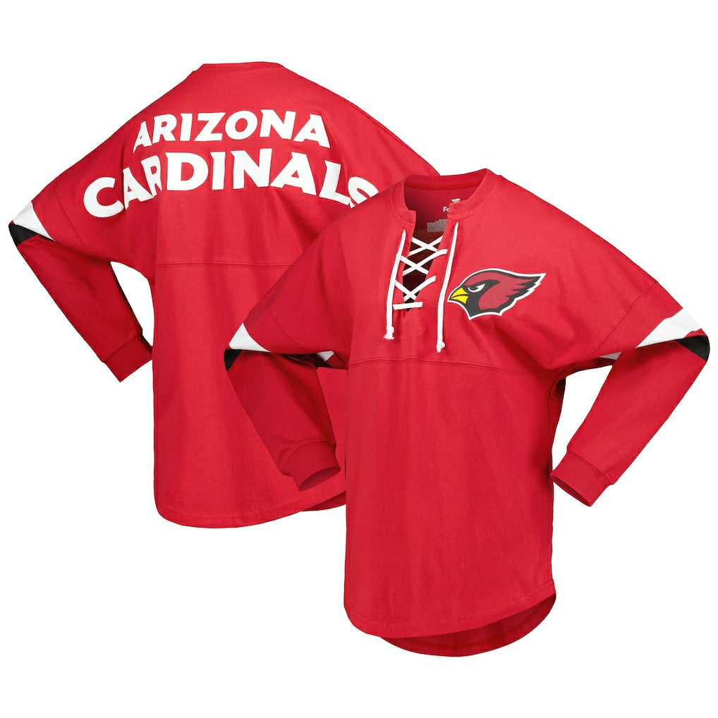 Arizona Cardinals Women's Spirit Jersey Lace-Up V-Neck Long Sleeve T-Shirt Cardinal - Fanatics