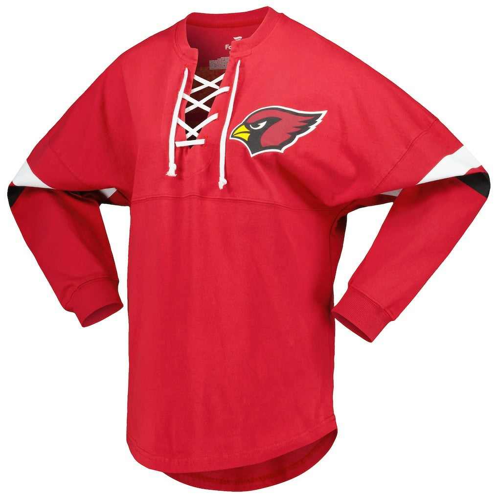 Arizona Cardinals Women's Spirit Jersey Lace-Up V-Neck Long Sleeve T-Shirt Cardinal - Fanatics