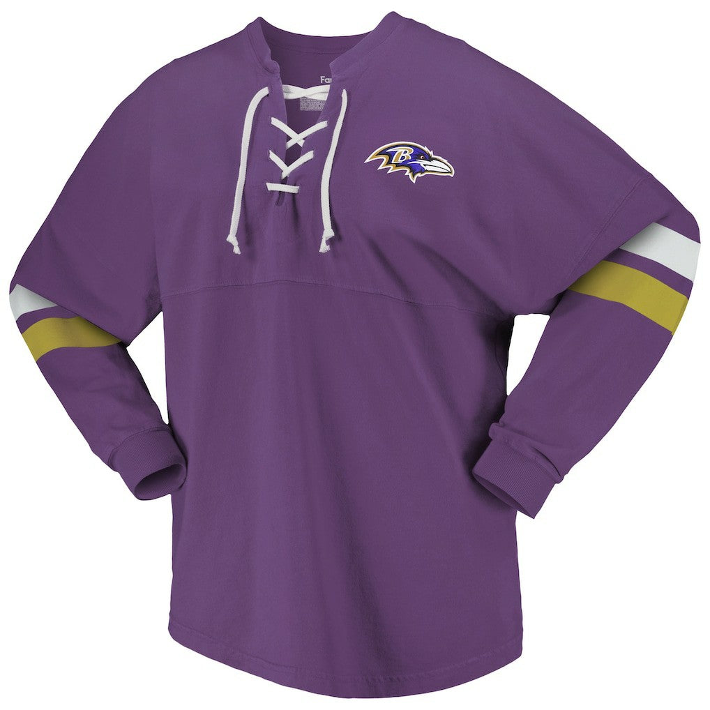 Baltimore Ravens Women's Spirit Jersey Lace-Up V-Neck Long Sleeve T-Shirt Purple - Fanatics