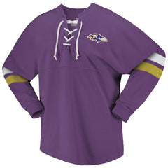 Baltimore Ravens Women's Spirit Jersey Lace-Up V-Neck Long Sleeve T-Shirt Purple - Fanatics