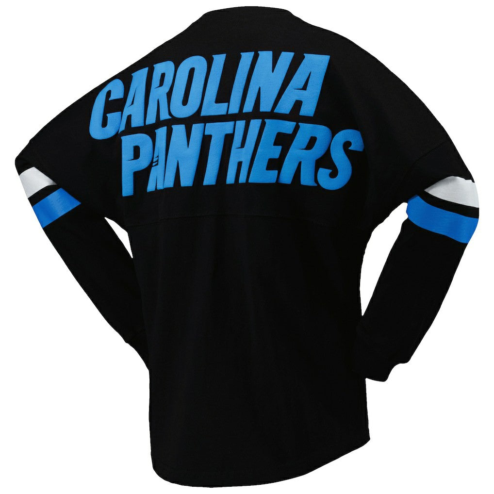 Carolina Panthers Women's Spirit Jersey Lace-Up V-Neck Long Sleeve T-Shirt Black - Fanatics