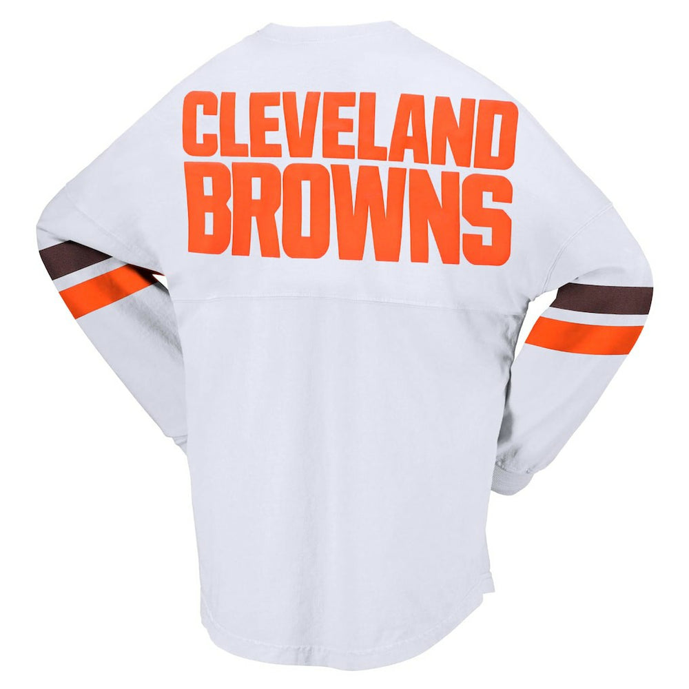 Cleveland Browns Women's Spirit Jersey Lace-Up V-Neck Long Sleeve T-Shirt White - Fanatics
