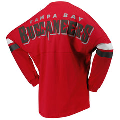 Tampa Bay Buccaneers Women's Spirit Jersey Lace-Up V-Neck Long Sleeve T-Shirt Red - Fanatics