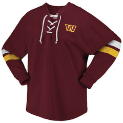 Washington Commanders Women's Spirit Jersey Lace-Up V-Neck Long Sleeve T-Shirt Burgundy - Fanatics