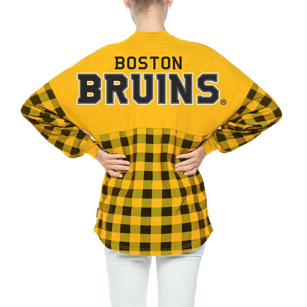 Boston Bruins Fanatics Women's Buffalo Check Long Sleeve T-Shirt Gold