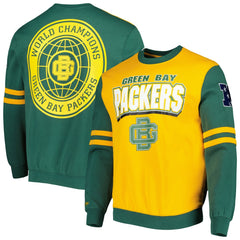 Green Bay Packers All Over 2.0 Pullover Sweatshirt Gold - Mitchell & Ness