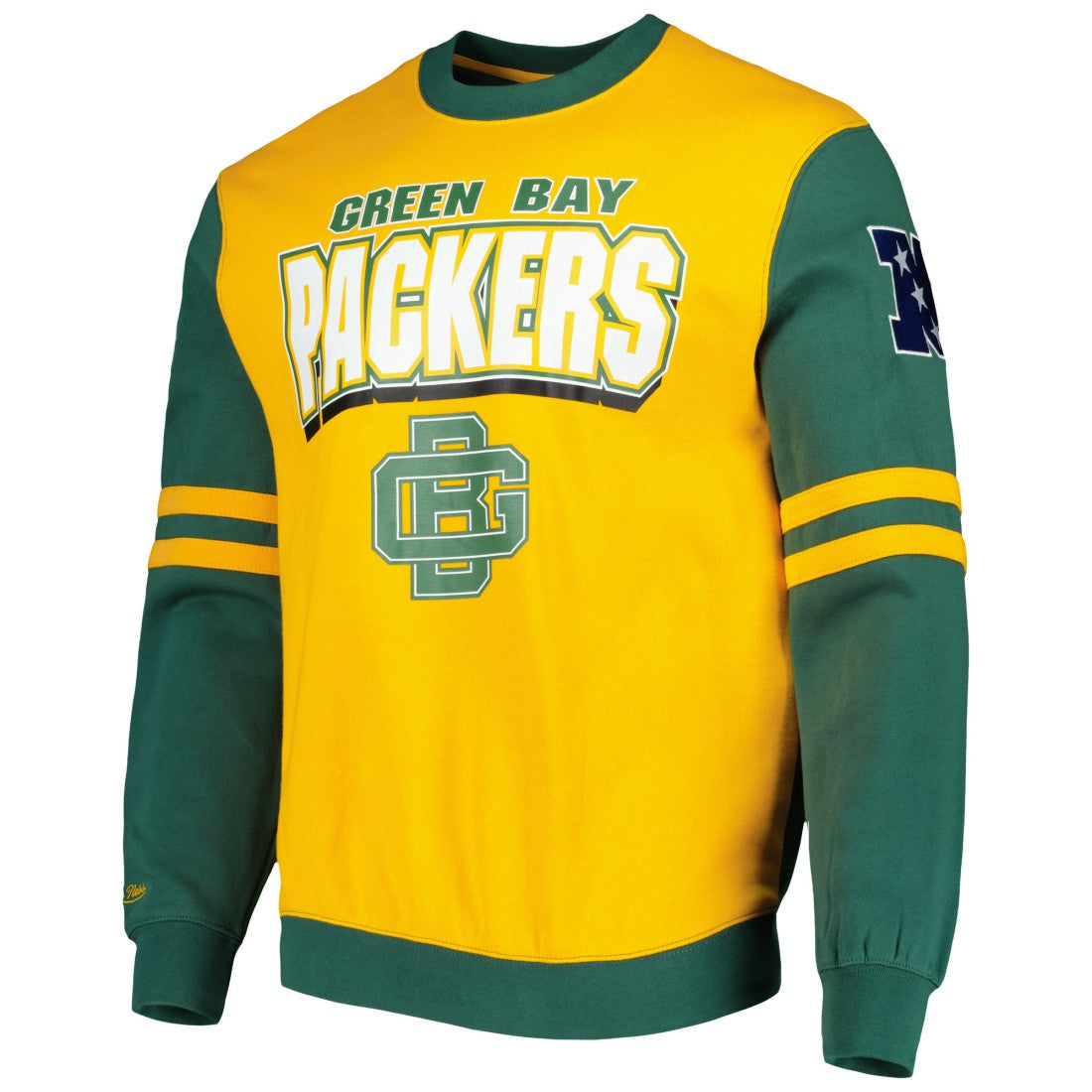 Green Bay Packers All Over 2.0 Pullover Sweatshirt Gold - Mitchell & Ness