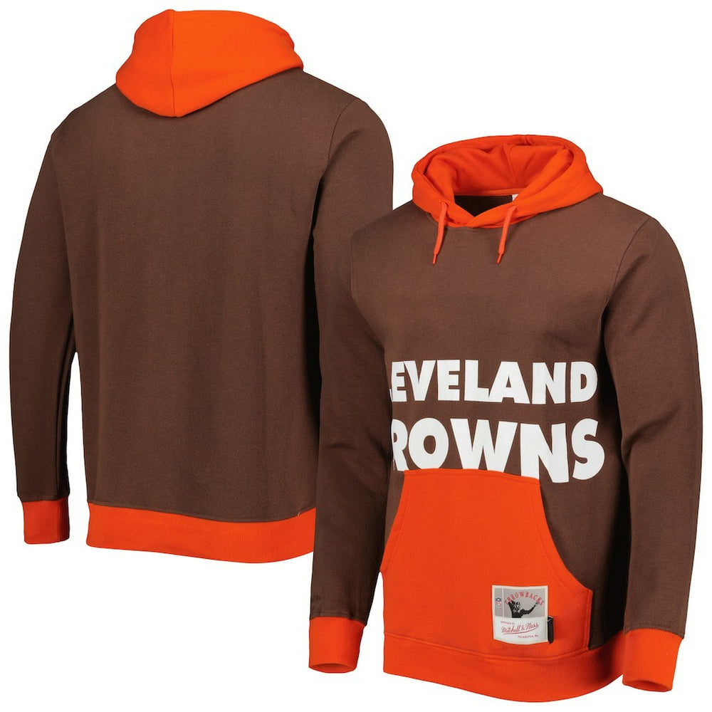 Cleveland Browns Big Face 5.0 Pullover Hoodie Brown - Mitchell & Ness