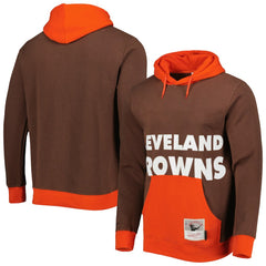 Cleveland Browns Big Face 5.0 Pullover Hoodie Brown - Mitchell & Ness