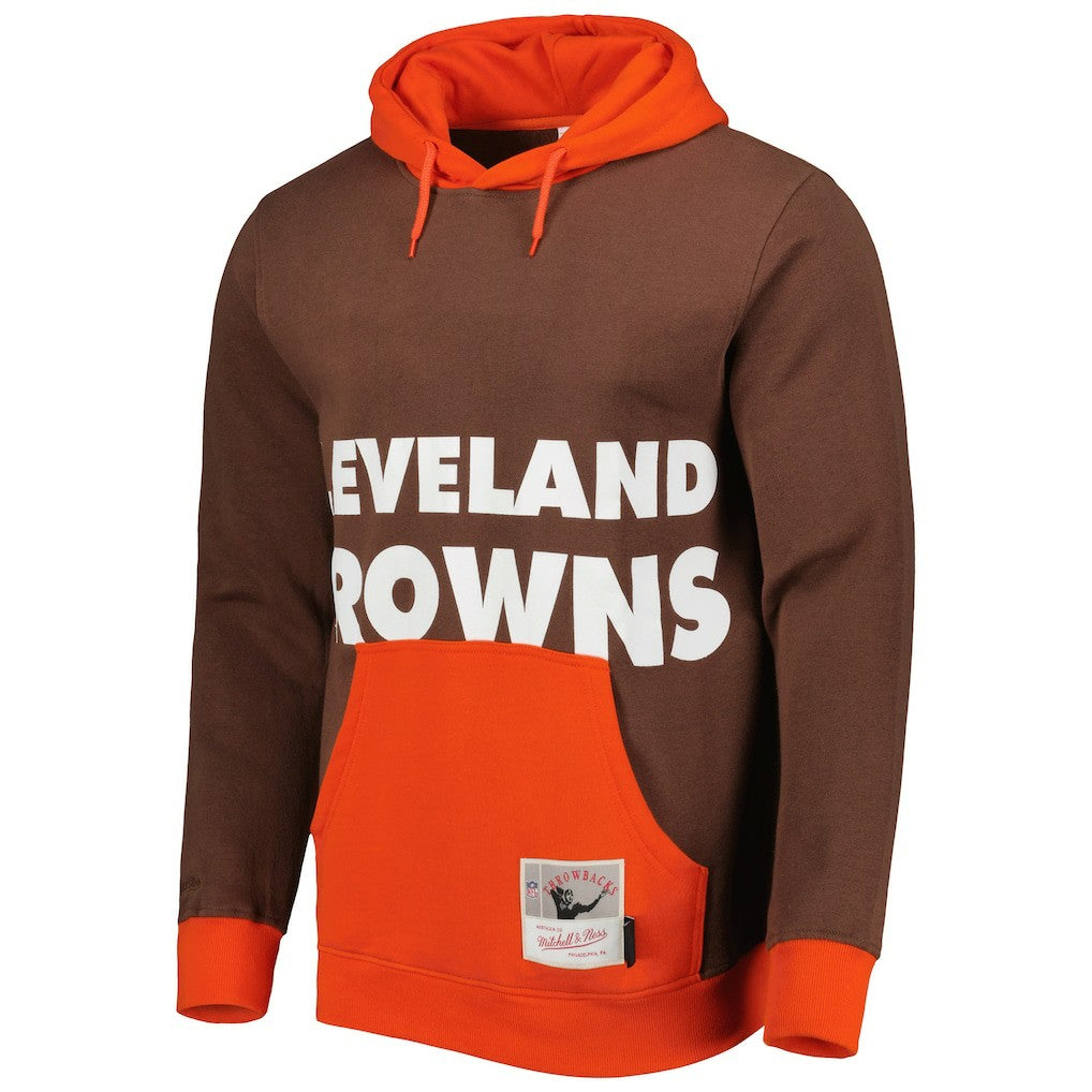 Cleveland Browns Big Face 5.0 Pullover Hoodie Brown - Mitchell & Ness