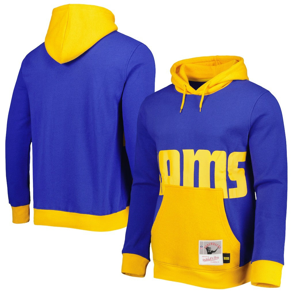 Los Angeles Rams Big Face 5.0 Pullover Hoodie Royal - Mitchell & Ness