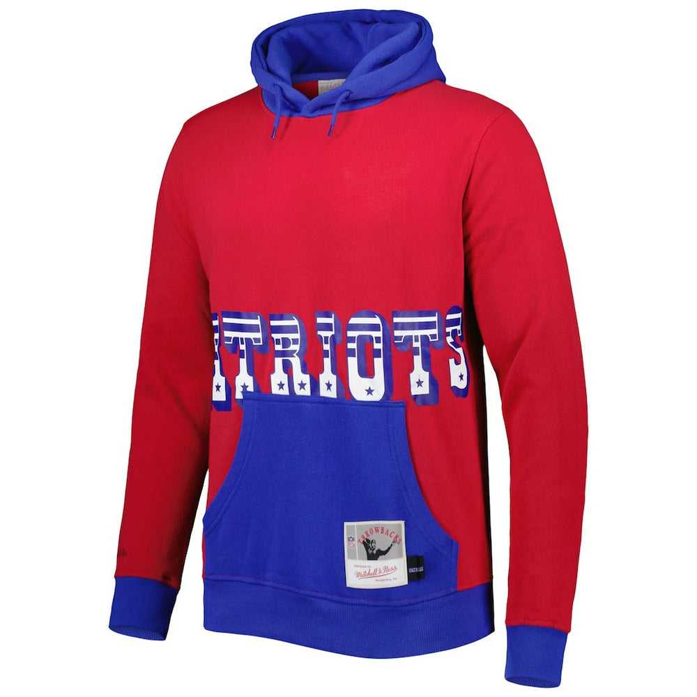 New England Patriots Big Face 5.0 Pullover Hoodie Red - Mitchell & Ness