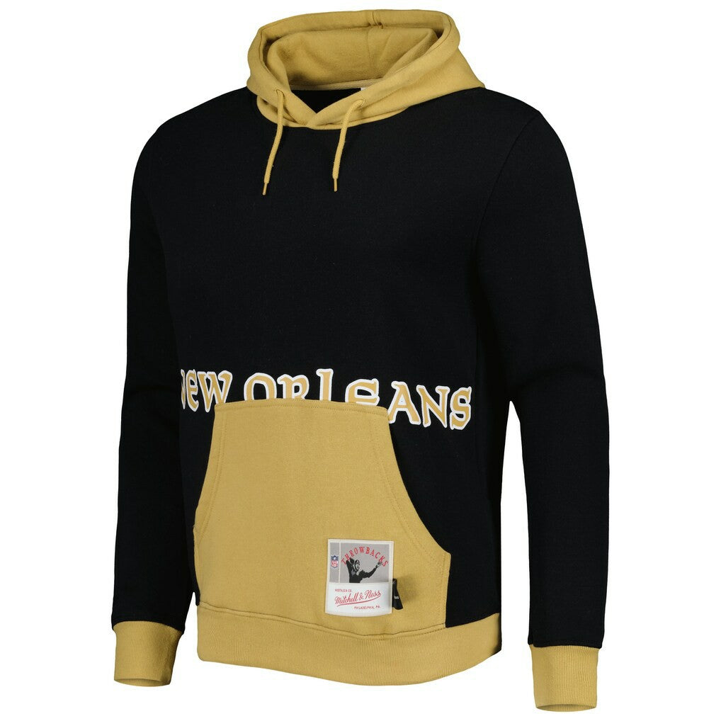 New Orleans Saints Big Face 5.0 Pullover Hoodie Black - Mitchell & Ness