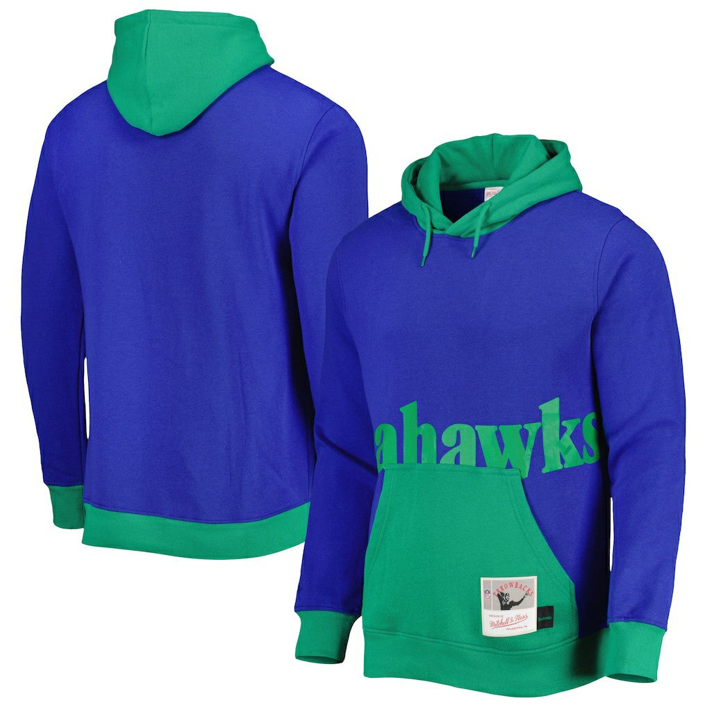 Seattle Seahawks Big Face 5.0 Pullover Hoodie Royal - Mitchell & Ness